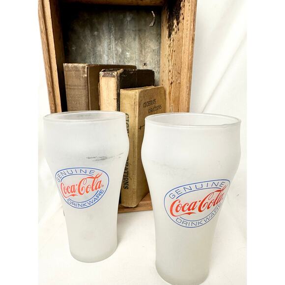 Set of 2 Vintage Genuine Coca-Cola Frosted Drinkware - Picture 3 of 4